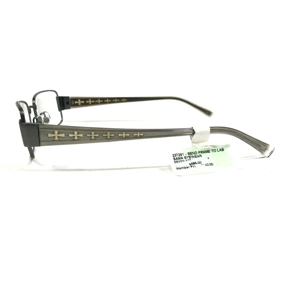 Loree Radkin by Sama Eyeglasses Frames Devon ats Grey Crosses Logos 54-19-140